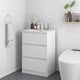 image 2 of kleankin 600mm Bathroom Vanity Unit with Basin and Single Tap Hole, High Gloss White Floor Standing Bathroom Sink Unit with 2 Drawers for Cloakroom | White | High gloss