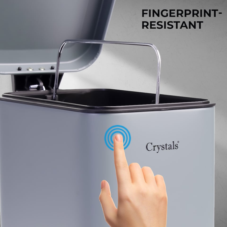 image 1 of 5L BATHROOM SLIM KITCHEN PEDAL RECTANGULAR BIN WASTE WITH SOFT CLOSING LID GREY