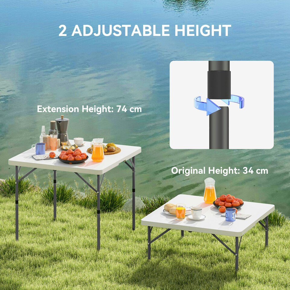 image 1 of Outsunny 3ft Folding Camping Table with 2 Adjustable Height 