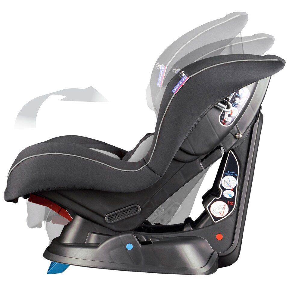 image 1 of Cozy N Safe Nevis Group 0+1 Car Seat 0-18kg, Rear & Forward Facing, 5 Point Harness, Reclining Baby Toddler Car Seat, Side Impact Protection, Birth to 4 Years (Black/Grey)