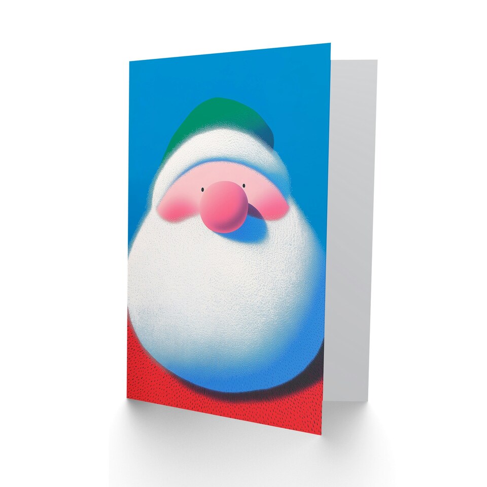 image 1 of Cute Round Santa Claus Vibrant Modern Graphic Blank For Him Or Her Art Christmas Card
