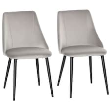 HOMCOM High Back Dining Chairs Velvet-Touch Accent Chairs with Metal Legs