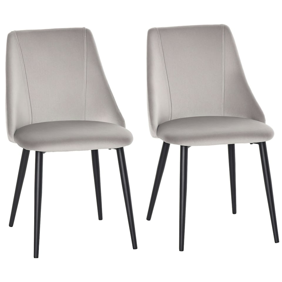 image 1 of HOMCOM High Back Dining Chairs Velvet-Touch Accent Chairs with Metal Legs