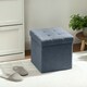image 6 of HOMCOM Foldable Sherpa Fleece Storage Ottoman, 38 x 38 x 38 cm Blue