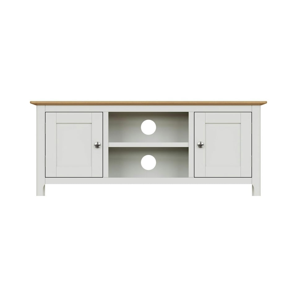 image 1 of Taberno Oak 2 Door TV Unit Linen White White