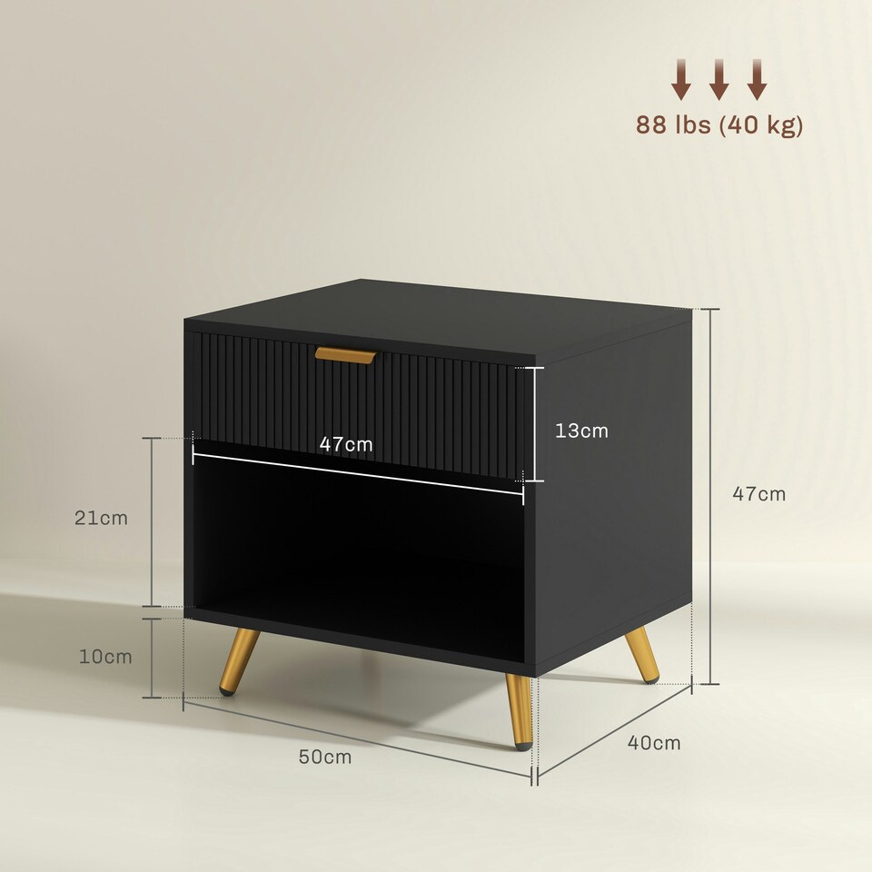 image 1 of HOMCOM Small Table With Drawer, Open Compartment and Handle, Black