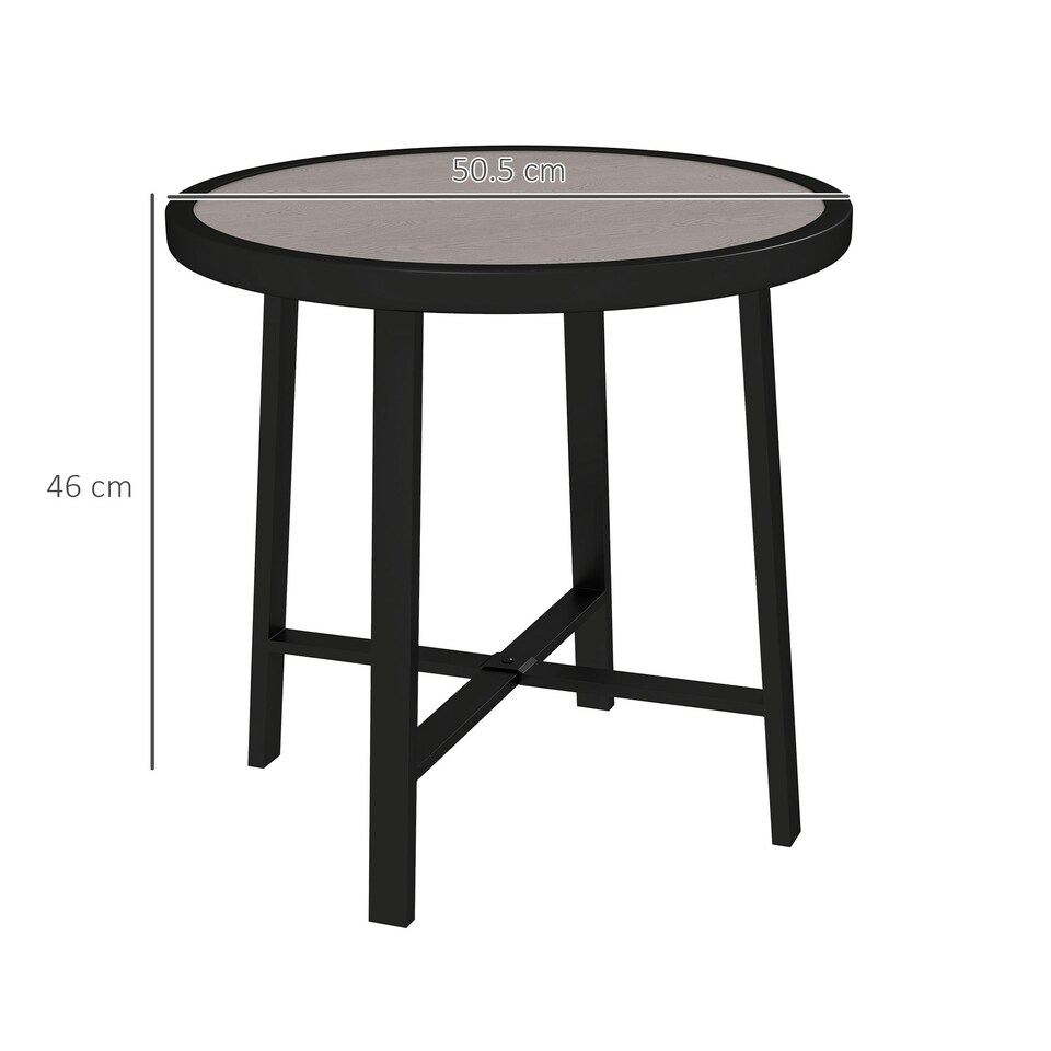 image 1 of Outsunny 50.5cm Round Garden Table with SPC Tabletop, Grey Wood Effect Grey | Grey