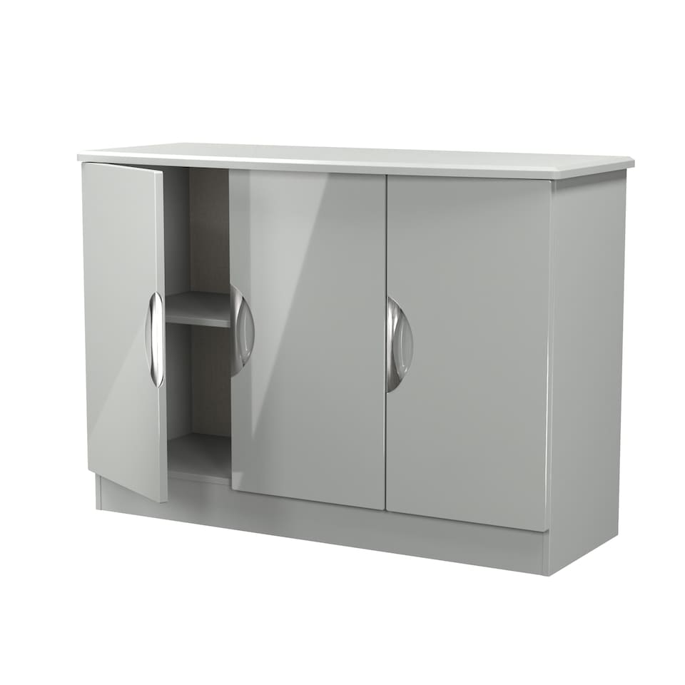 image 1 of Holborn 3 Door Sideboard in Grey Gloss & Dusk Grey (Ready Assembled) | Grey | Grey Gloss & Dusk Grey