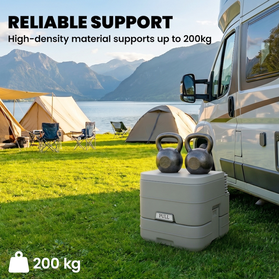 image 1 of HOMCOM 10L Portable Travel Toilet Outdoor Camping with 2 Detachable Tanks Grey