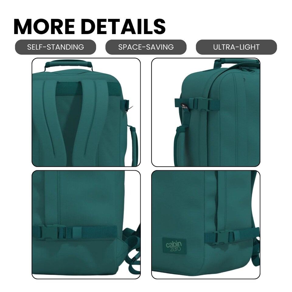 image 1 of CabinZero Classic Cabin Backpack 36L, Light & Roomy for Airline Overheads | Green | Meadow Green