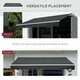 image 5 of Outsunny 3.5M x 2.5M Manual Awning Canopy Retractable Sun Shade Shelter | Grey | 1