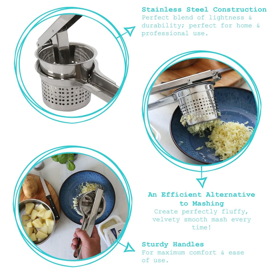 image 1 of Argon Tableware Stainless Steel Potato Ricer - 25cm