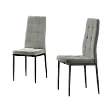 Furniturebox Paloma 2x Grey Fabric Black Legs Dining Chair
