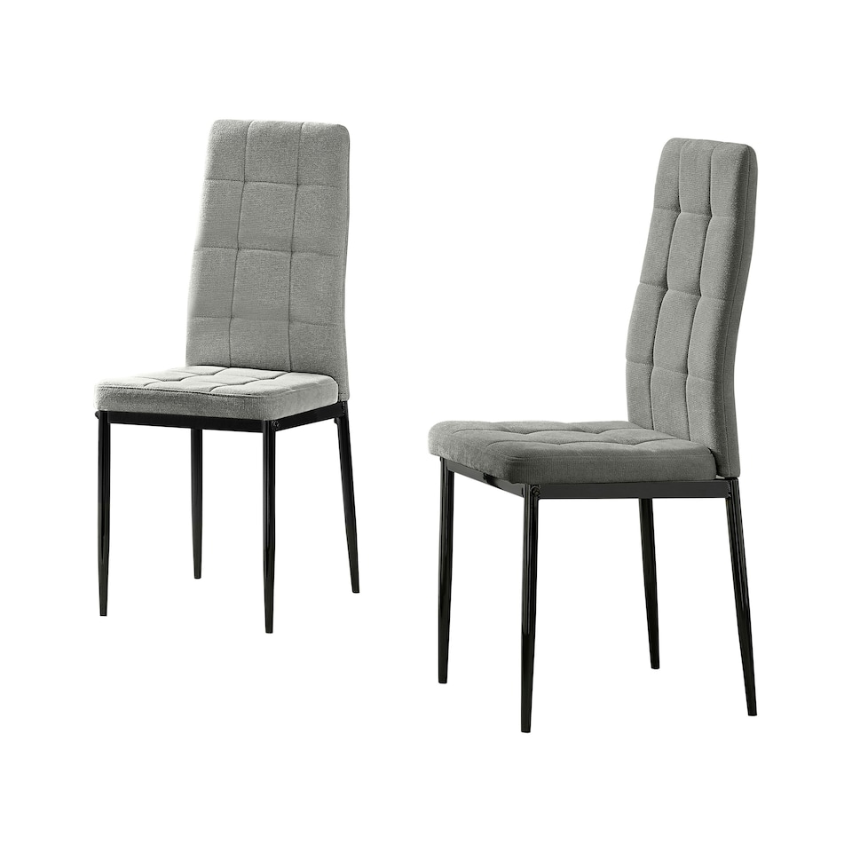 image 1 of Furniturebox Paloma 2x Grey Fabric Black Legs Dining Chair