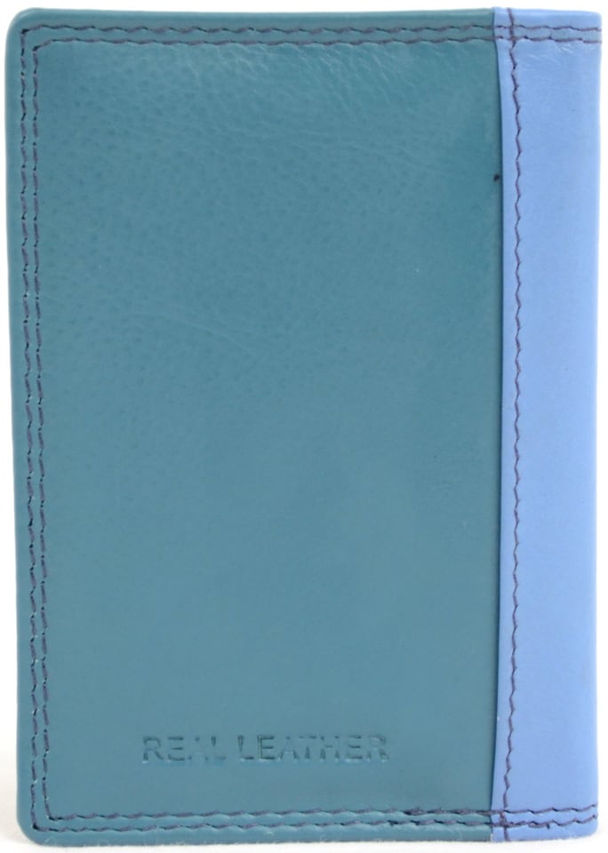 image 1 of London Leathergoods Unisex Soft Leather Credit Card/Travel Card Holder/Wallet | Blue | Ocean