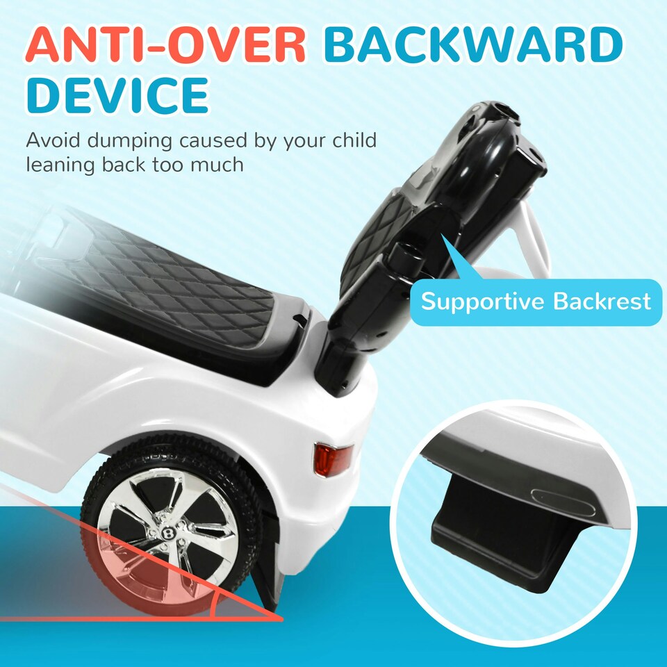 image 1 of AIYAPLAY Bentley Bentayga Licensed Baby Push Car w/ Under Seat Storage - White