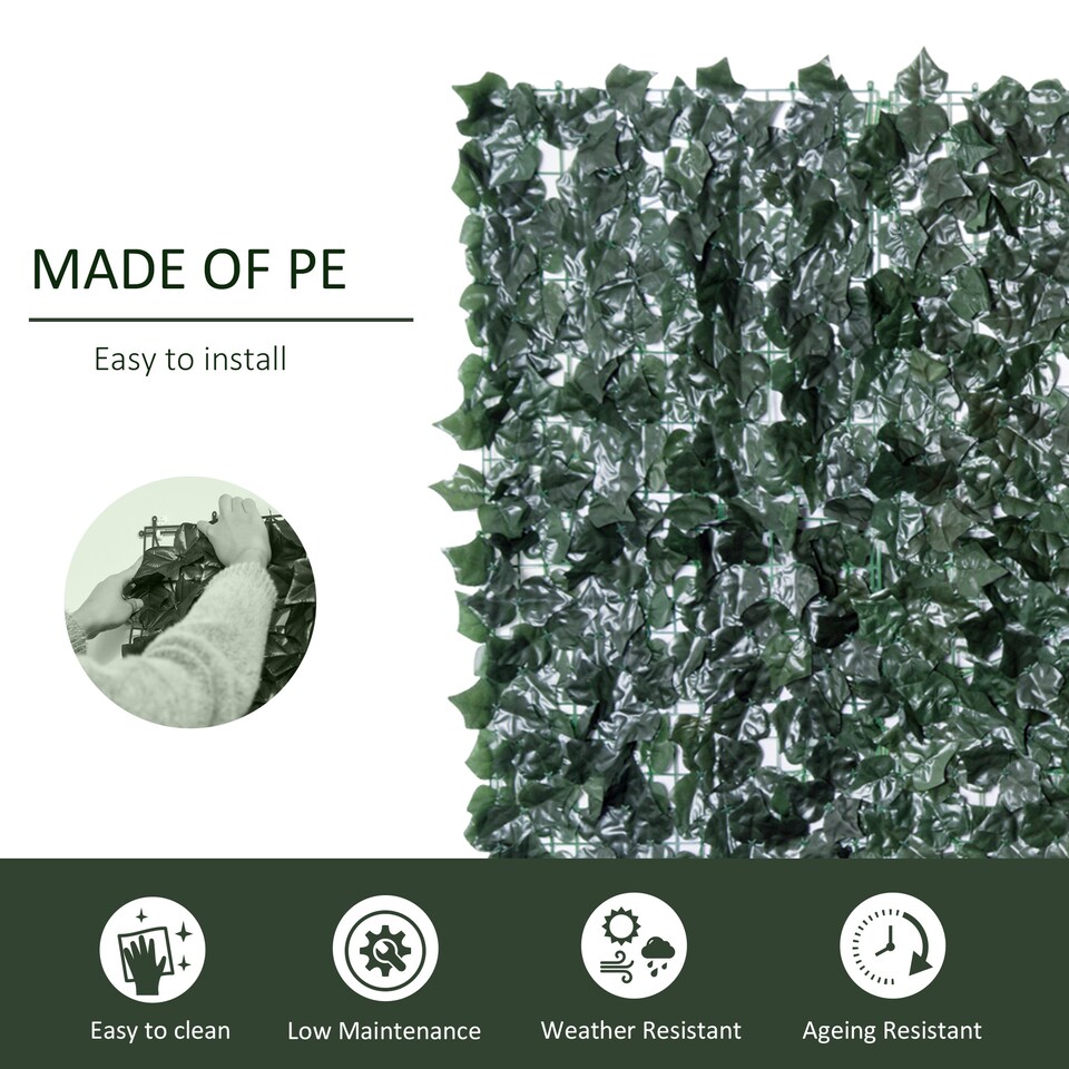 image 1 of Outsunny Artificial Leaf Hedge Privacy Screen Roll Garden Fence Panel 1m x 2.4m