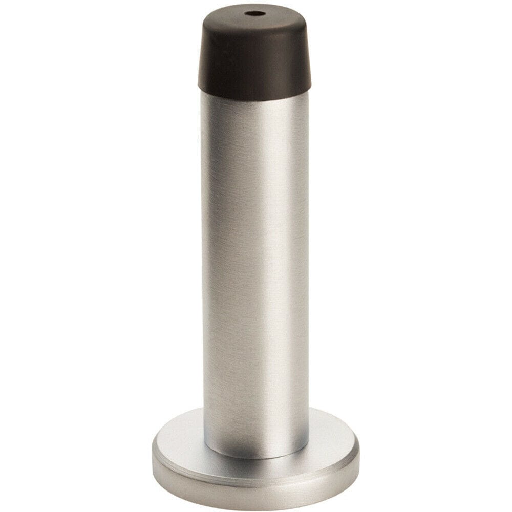 Loops Rubber Tipped Doorstop Cylinder with Rose Wall Mounted 71mm Satin Chrome