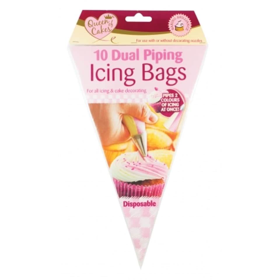 image 1 of 10 x Dual Piping Icing Bags, decorate Christmas cup Cake