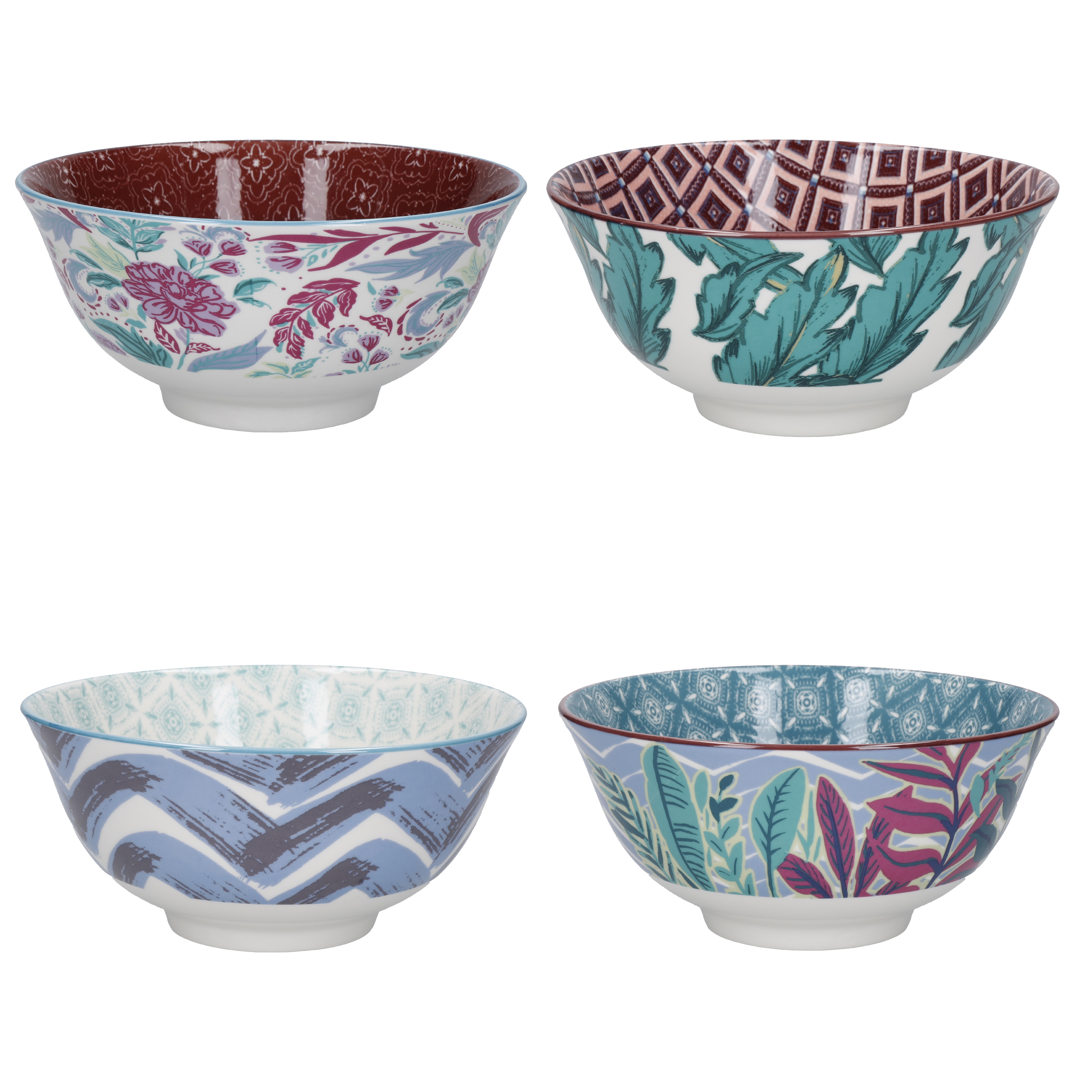 KitchenCraft 4-Piece Ceramic Cereal / Dessert Bowl Set in Brown