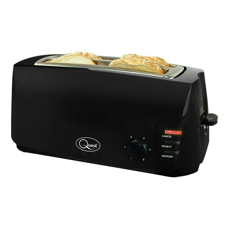 image 1 of Quest 4 Slice Toaster With Wide Slots - Black