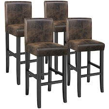 Bar Stools with a padded backrest and faux leather cover | Brown | antique brown | 41 x 40 x 107 cm | 4