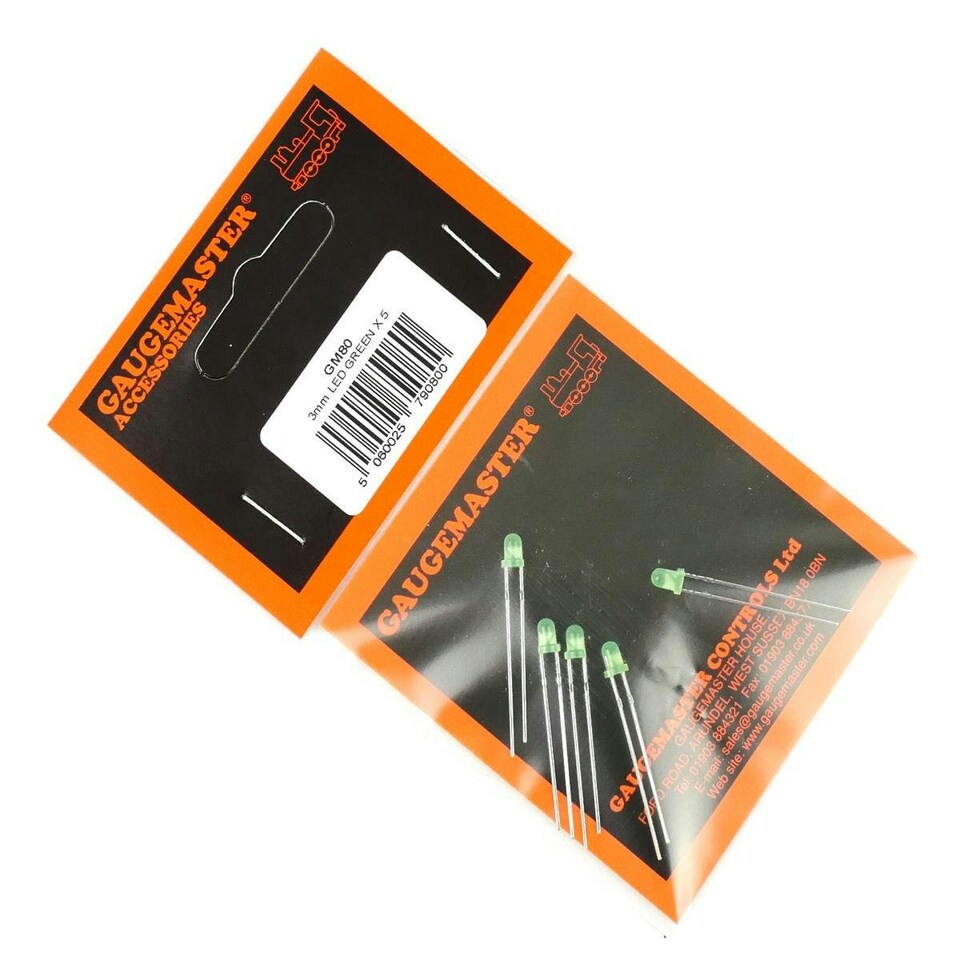 image 1 of Gaugemaster Electric Green 3mm 12v LEDs (5) - Use GM76 Resistors