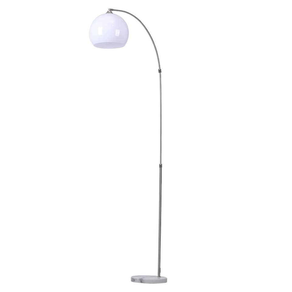 image 1 of Living and Home Arched Floor Lamp with Marble Base Chrome