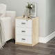 image 7 of Oak 3-Drawer Bedside Table Grey | Colour: Cool Grey