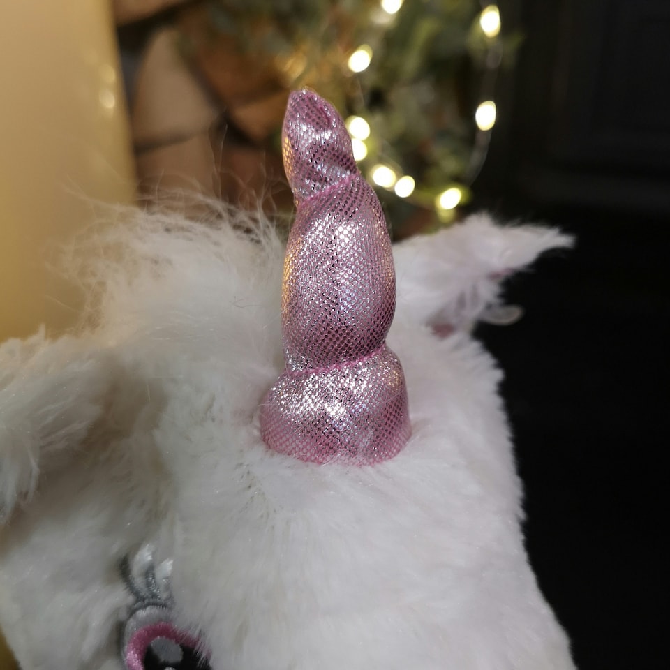 image 1 of 24cm Plush White Unicorn with Sparkly Pink Horn and Hooves