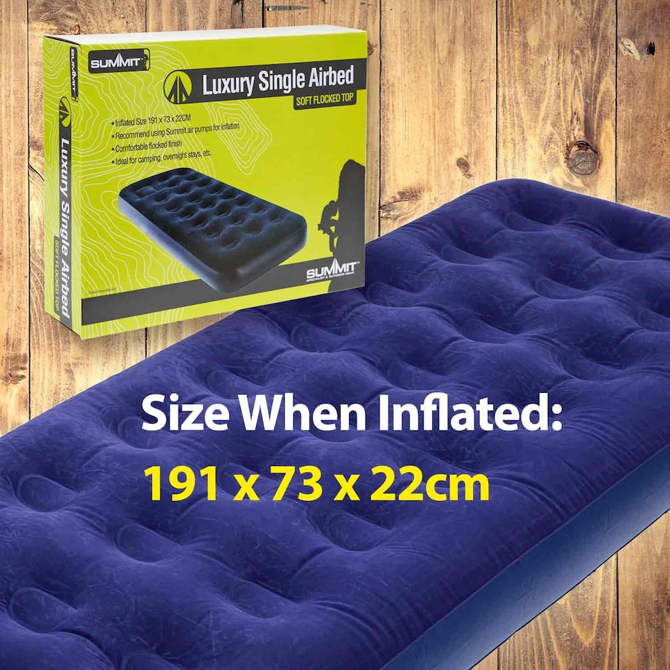 image 1 of VFM e-Store Luxury Flocked Camping Airbed - Summit Outdoor, Blue
