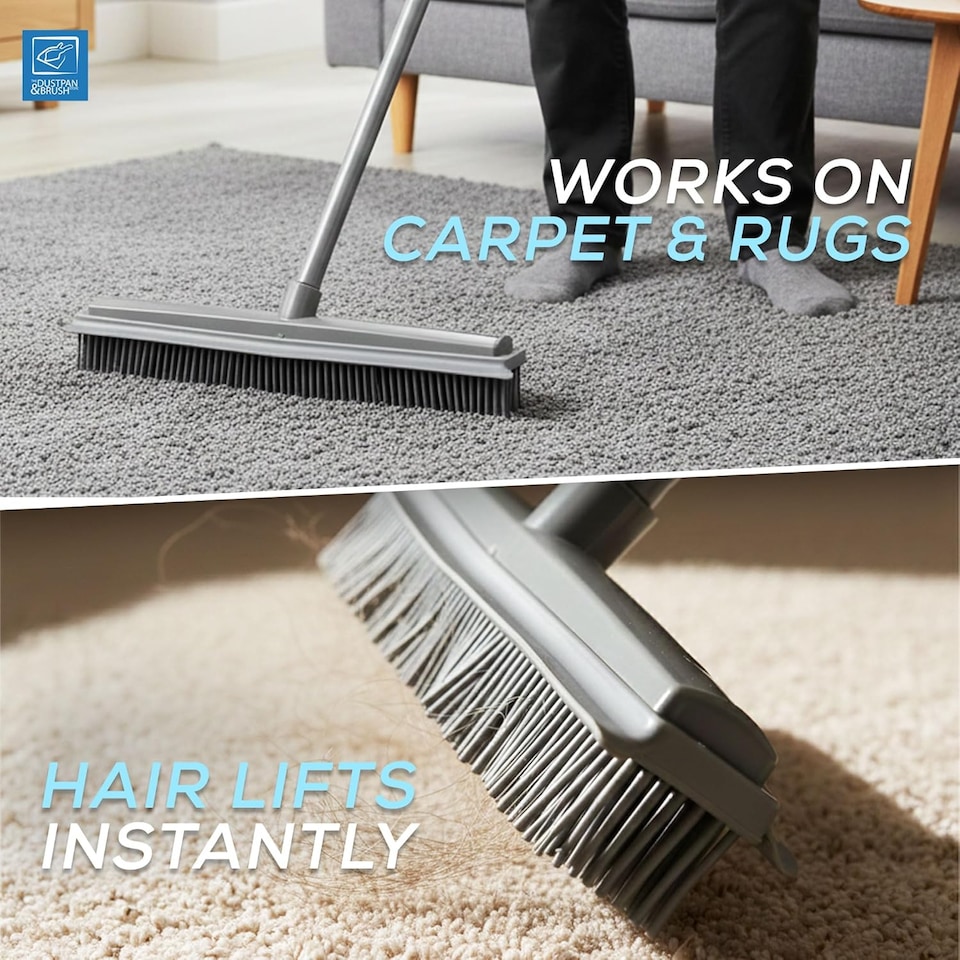 image 1 of Multipurpose Rubber Broom and Rubber Hand Brush Set