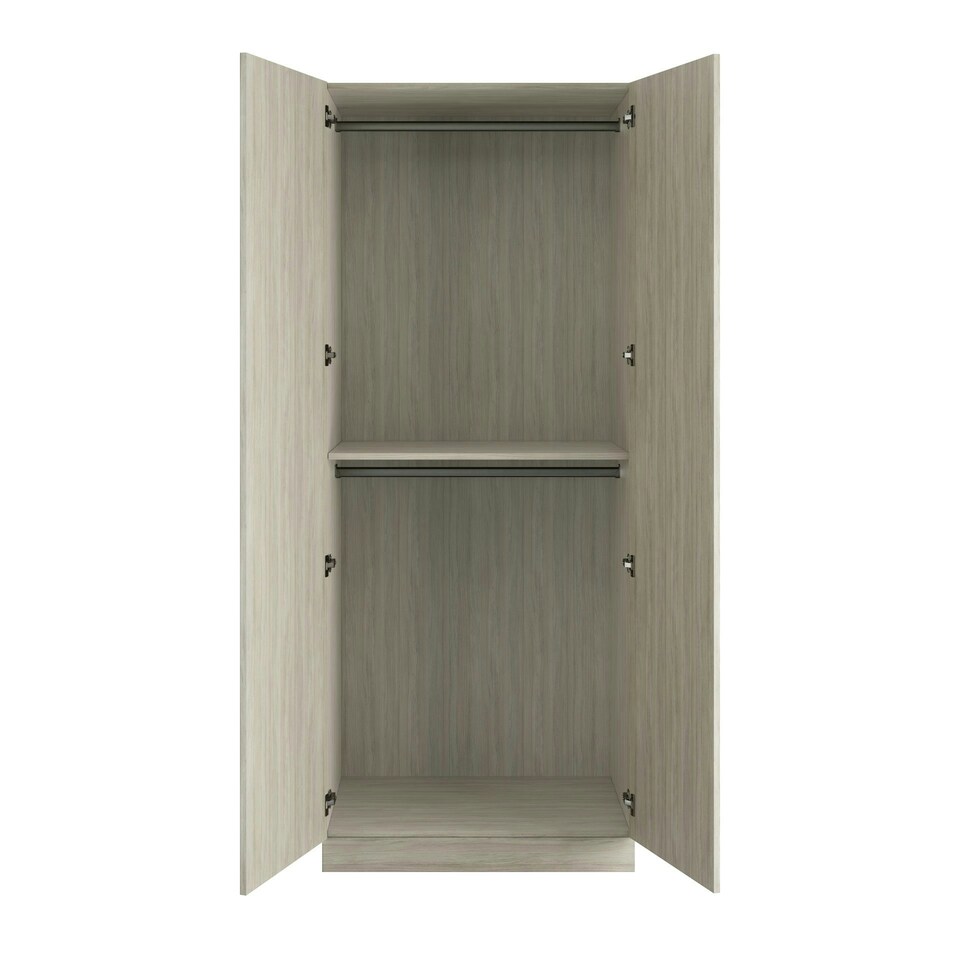 image 1 of Classic Square Panel Urban Oak Double Wardrobe with Double Rail Brown