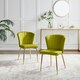image 2 of Furniturebox Danica Dining Chair Green Velvet Gold Legs x 2