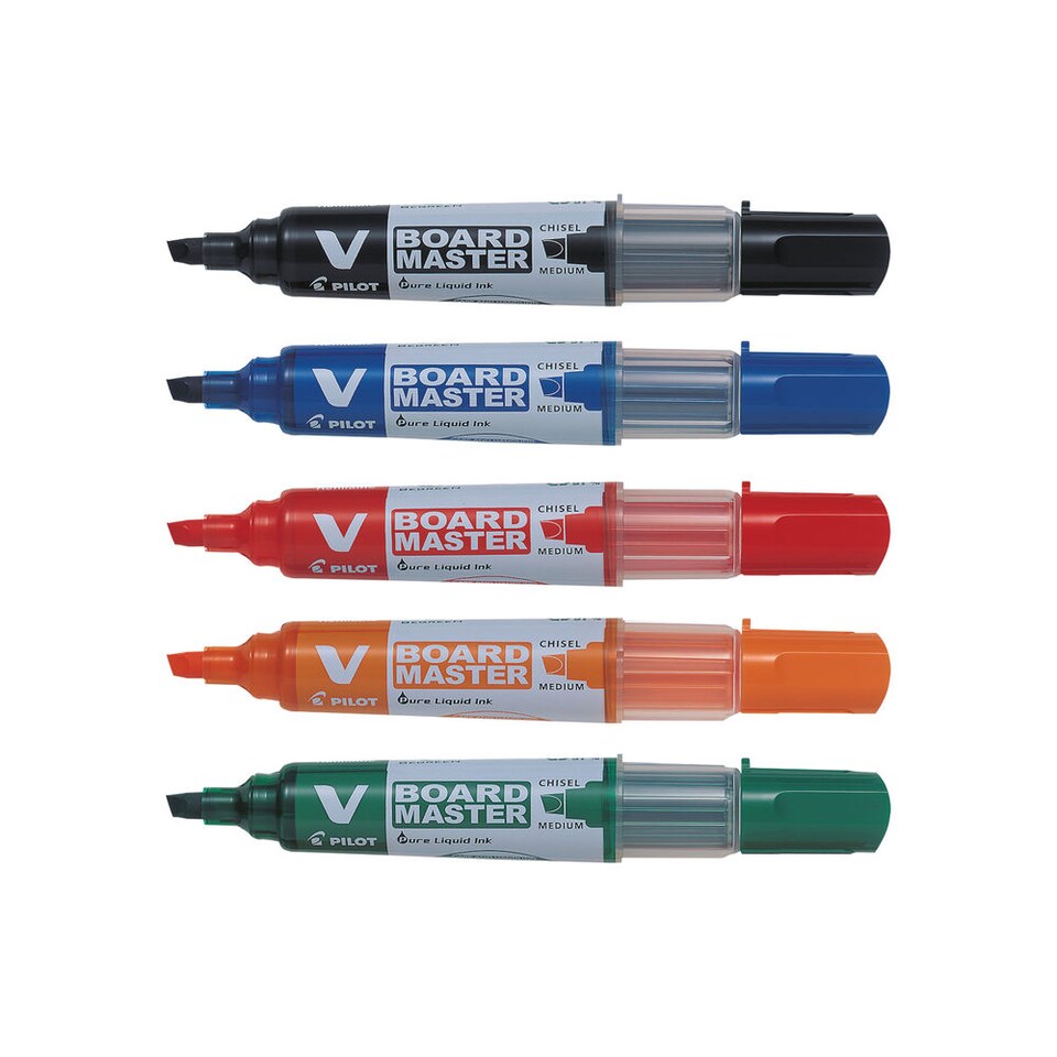 image 1 of 10 x Pilot V-Board Master Chisel Tip Medium Drywipe Marker Assorted