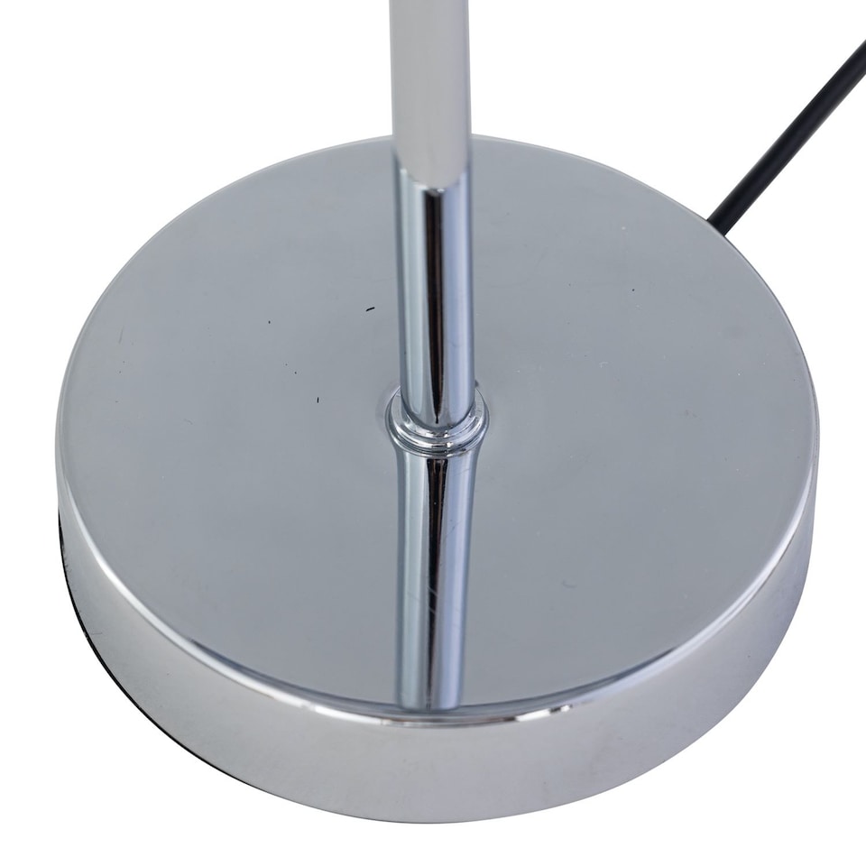 image 1 of Chrome Touch Operated Table Lamp with Grey Cut Out Shade | Chrome | Grey | Medium | 1