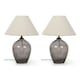 image 3 of ValueLights Olivet Pair of Grey Glass Table Lamps with Fabric Tapered Lampshade Bedside Light - Bulbs Included