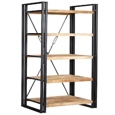 Metro Industrial Slim Open Bookcase | Brown | Brown