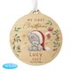 image 5 of Personalised First Christmas Tiny Tatty Teddy Round Wooden Decoration