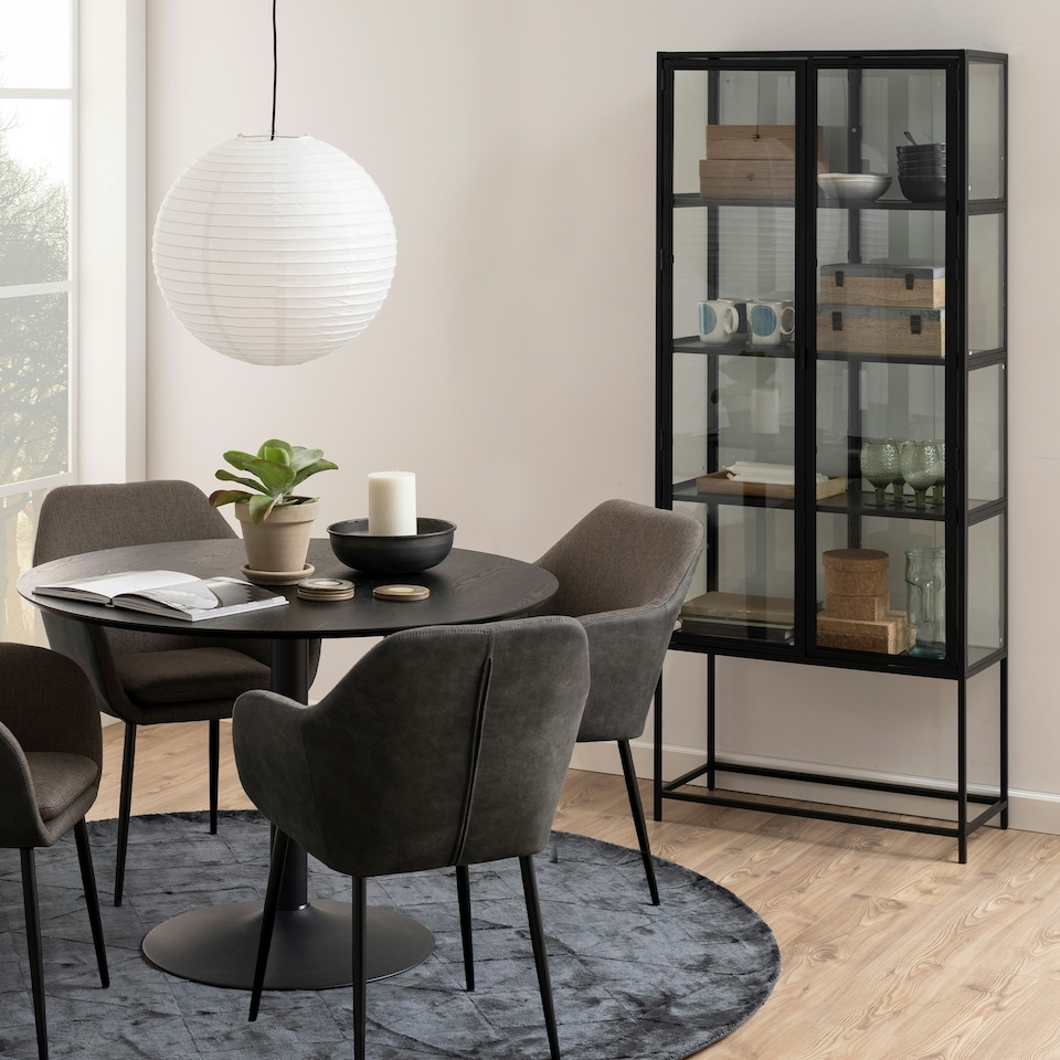 image 1 of Seaford Tall Black Metal 2 Door Display Cabinet