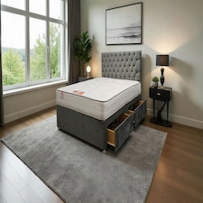 Athens Plush Bed Set With Mattress, 2 Drawers Same Side & 24"Headboard