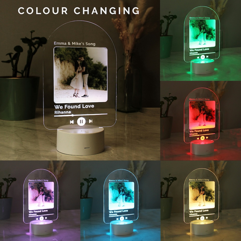 image 1 of Personalised Our Song Photo Upload LED Colour Changing Light