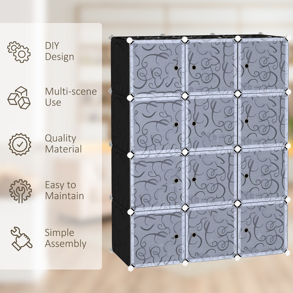 image 1 of HOMCOM DIY Wardrobe Portable Interlocking Plastic Modular Closet Cube Organiser