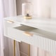 image 2 of OHS Ribbed Dressing Table Vanity Makeup Desk with 3 Drawers | White