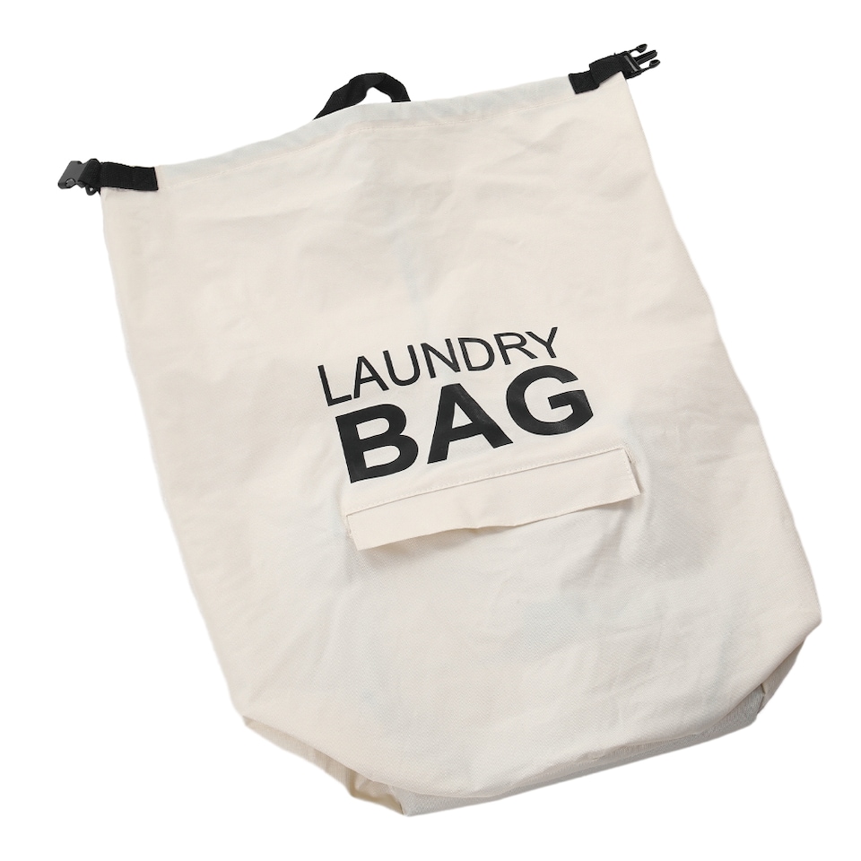 image 1 of Living and Home Adjustable Straps Laundry Backpack Bag, Portable Storage Clothes Bag | White