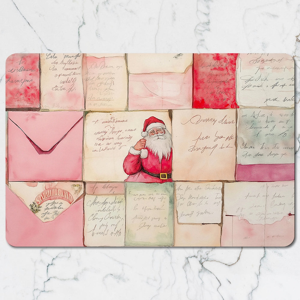 image 1 of Christmas Santa Placemat And Coaster Set Pink Mosaic Design