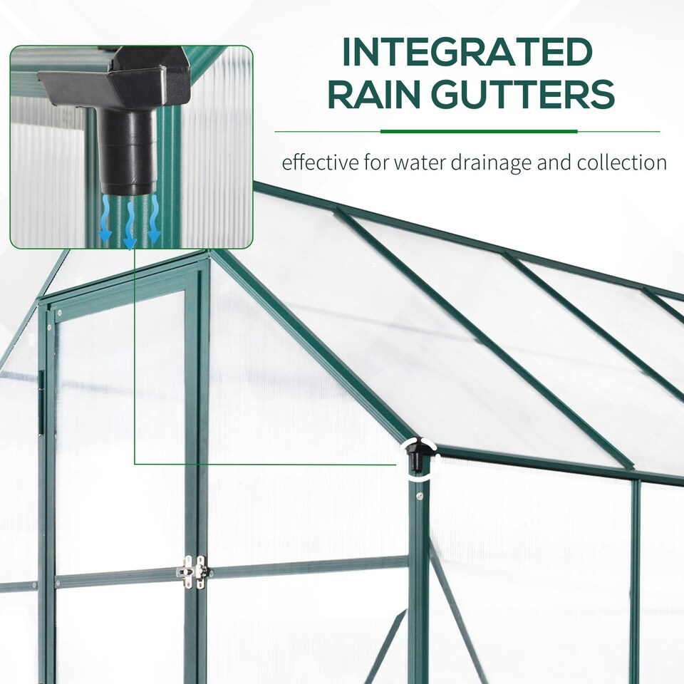 image 1 of Outsunny Walk-in Greenhouse Garden Polycarbonate Aluminium w/ Window
