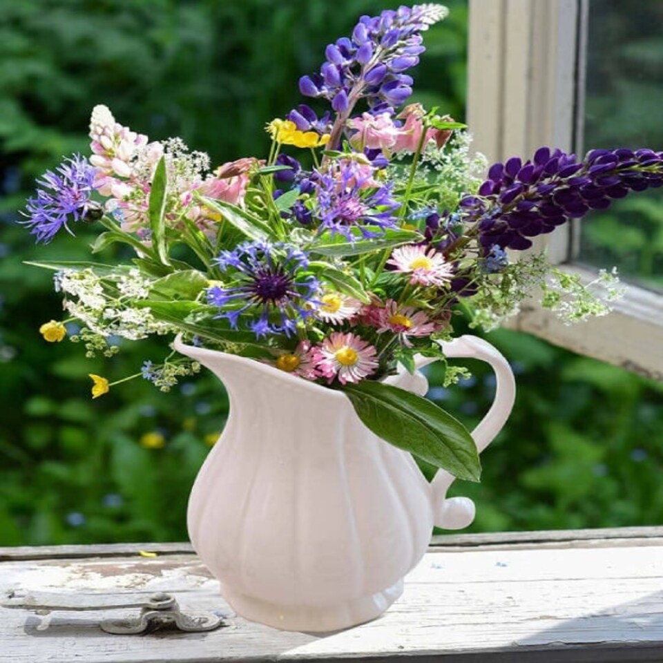 image 1 of Ceramic Fluted White Jug Vase White