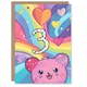 image 1 of Rainbow Kawaii Cartoon Hamster Bear Cute 3rd 3 Year Old Kids Birthday Card