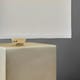 image 1 of ValueLights Cubbie Chrome Cube Design Touch Dimmer Bedside Table Lamp with White Fabric Light Shade with LED Bulb